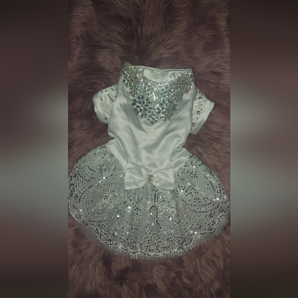 Dog Dress White Wedding Dress Party Cosplay Costume Handmade Skirt.